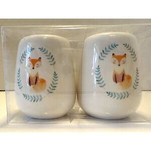 Ceramic Woodland Fox Salt and Pepper Shaker set Original Box NEW
